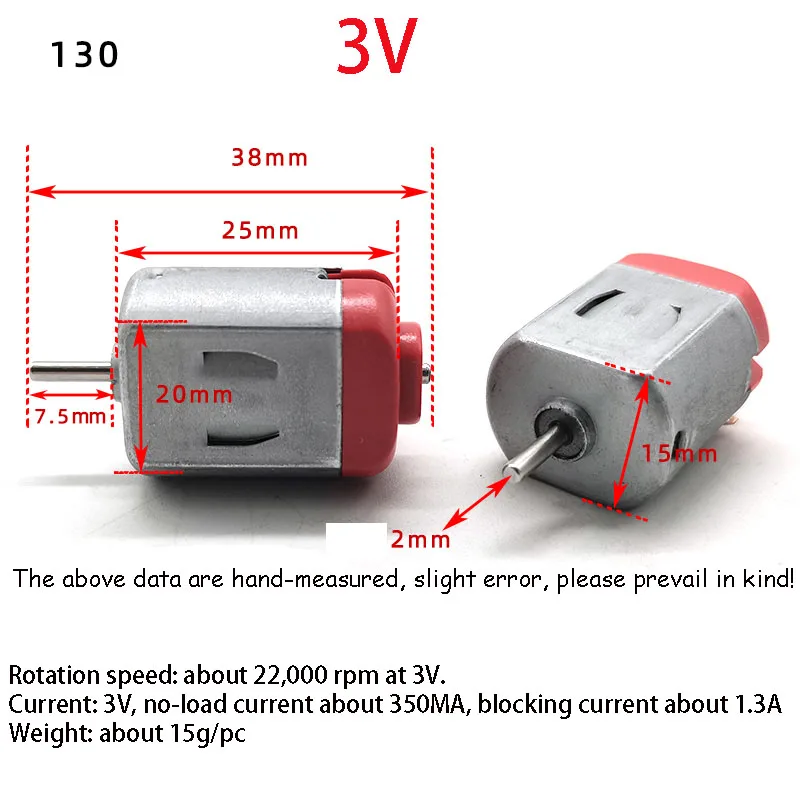 4pcs Mini Motor 130 3V-4.5V 22000/18000RPM Mini DC Motor Micro DC Motor For DIY Toys Hobbies Smart Car 3V Motor