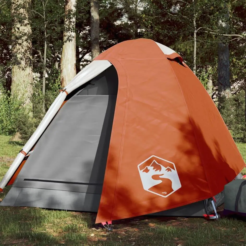 2-Person Waterproof Dome Camping Tent - Grey & Orange Outdoor Adventure Gear