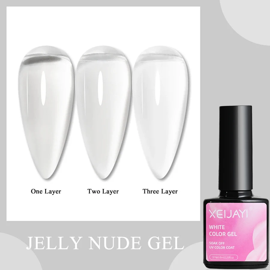 2개/세트 젤리 젤 네일 폴리쉬 아이스 클리어 & 핑크 크리스탈 젤리 젤 퀵 익스텐션 네일 젤 바니쉬 쏙 오프 UV LED 젤 네일용