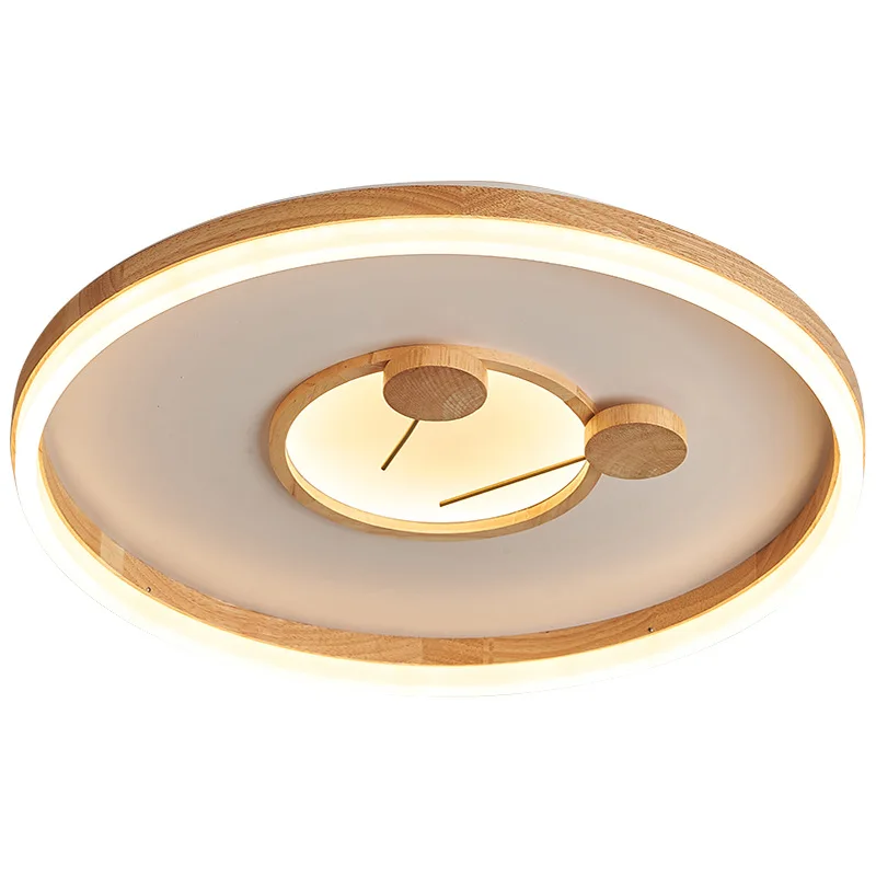 

Modern minimalist creative Japanese ceiling lamp Nordic log bedroom solid wood