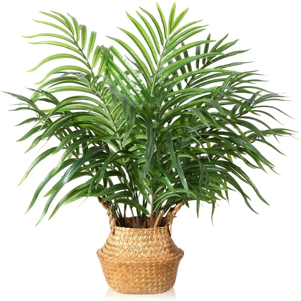 

MOSADE Artificial Palm Tree 28" Fake Potted Areca Palm Plant with Handmade Seagrass Basket, Perfect Faux Tree Home Décor for Ind