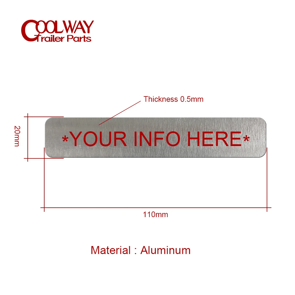 110X20Mm Stamped Aluminu Vin Hin Nummer Seriële Datum Model Id Tag Identificatie Plaat Romp Boot Voertuig Truck trailer Rv