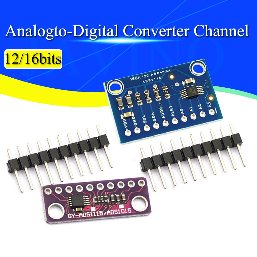 Bit I2c Ads1115 Ads1015 Módulo Adc Canal com Pro Amplificador de Ganho 2.0v a 5.5v para Arduino Rpi 12bits 16