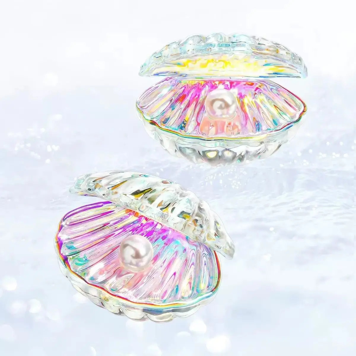 Fish Tank Ornaments Pearlescent Crystal Shells Pearl Desktop Ornaments Gifts Colorful Glass Sculptures Modern Art Figure