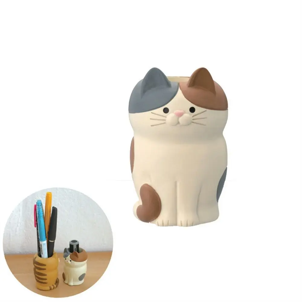 

Resin Craft Cat Phone Holder Desktop Stand Cartoon Animal Glasses Mobile Phone Pen Holder Cat Support Multi-functional