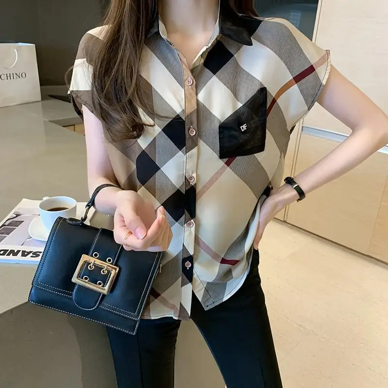 Sommer Ärmel Gedruckt Chiffon Bluse Frauen Korean Fashion Casual Vintage Chic Shirts Weibliche Kleidung Einfach Alle-spiel Tops