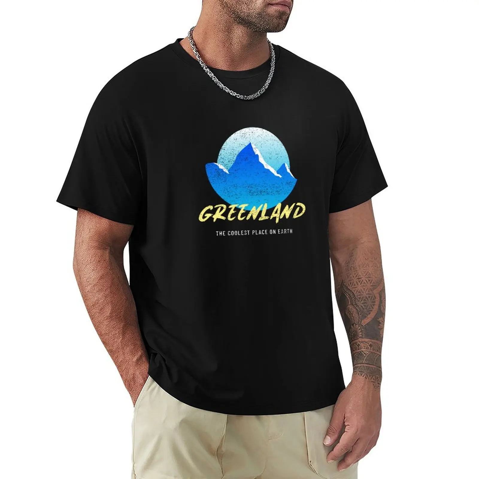 Greenland The Coolest Place On Earth Snow Capped Mountains T-Shirt Graphic Print Short Sleeve T-Shirt