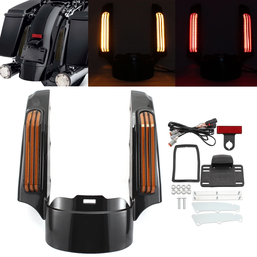 

Motorcycle Accessory LED Light Rear Fender Fascia Set Fits For Harley Touring Road King Street Electra Glide 2014-2020 ABS