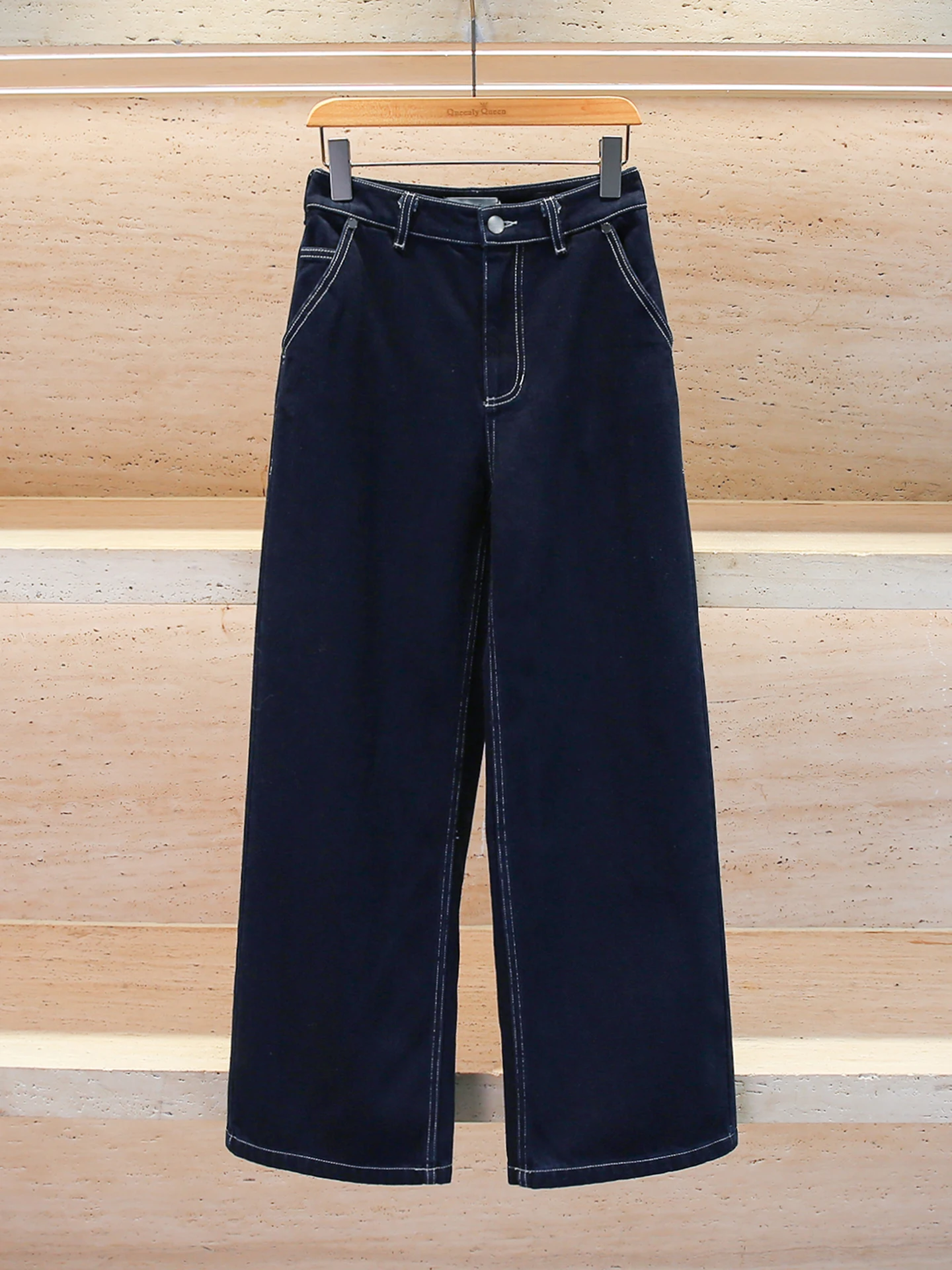 

Широкие джинсы с высокой талией, женские широкие джинсы премиум-класса, винтажные широкие джинсы с высокой талией, повседневные синие джинсы с завышенной талией