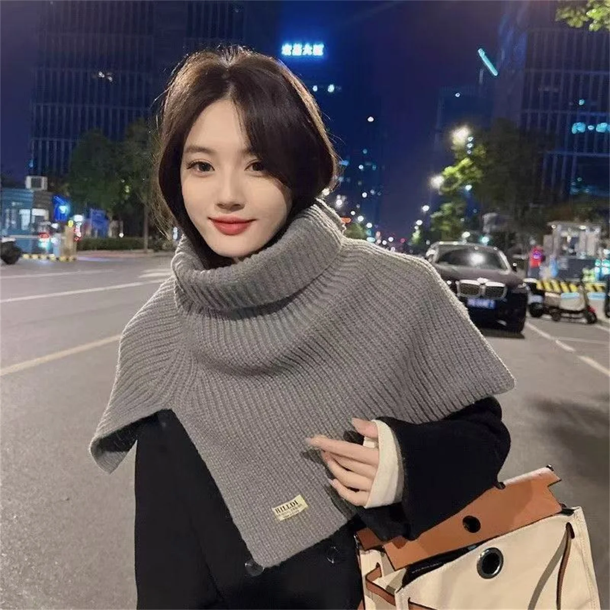 

Высококачественная женская шаль осень/зима, шаль на пуговицах, шарф, вязаная верхняя одежда, корейский стиль, модная и универсальная шаль, кепка