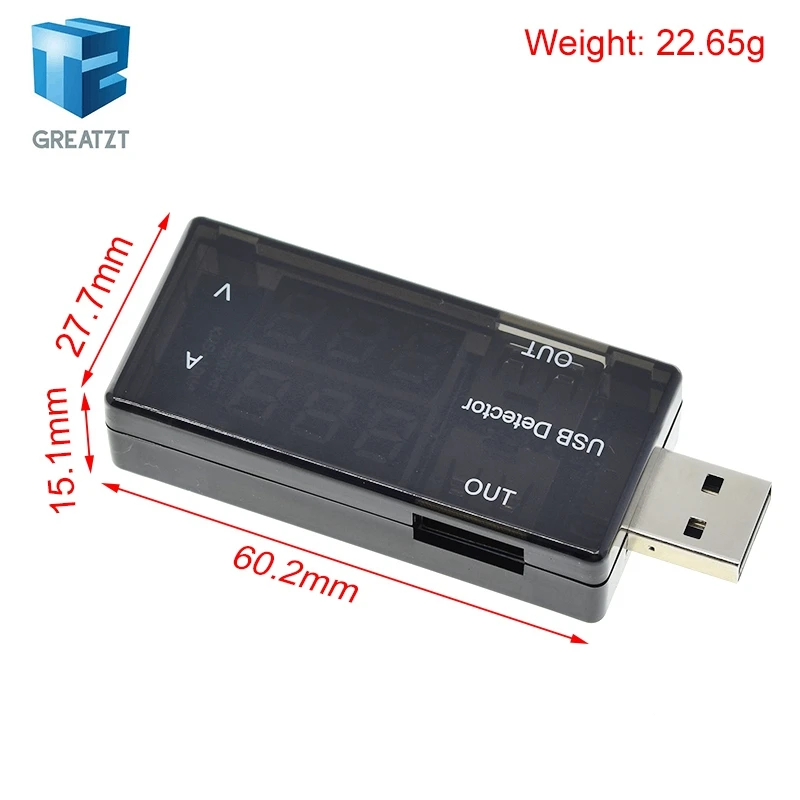 GREATZT Red+Blue Dual USB Current Voltage Charging Detector Tester Battery Voltmeter Ammeter Charger Doctor