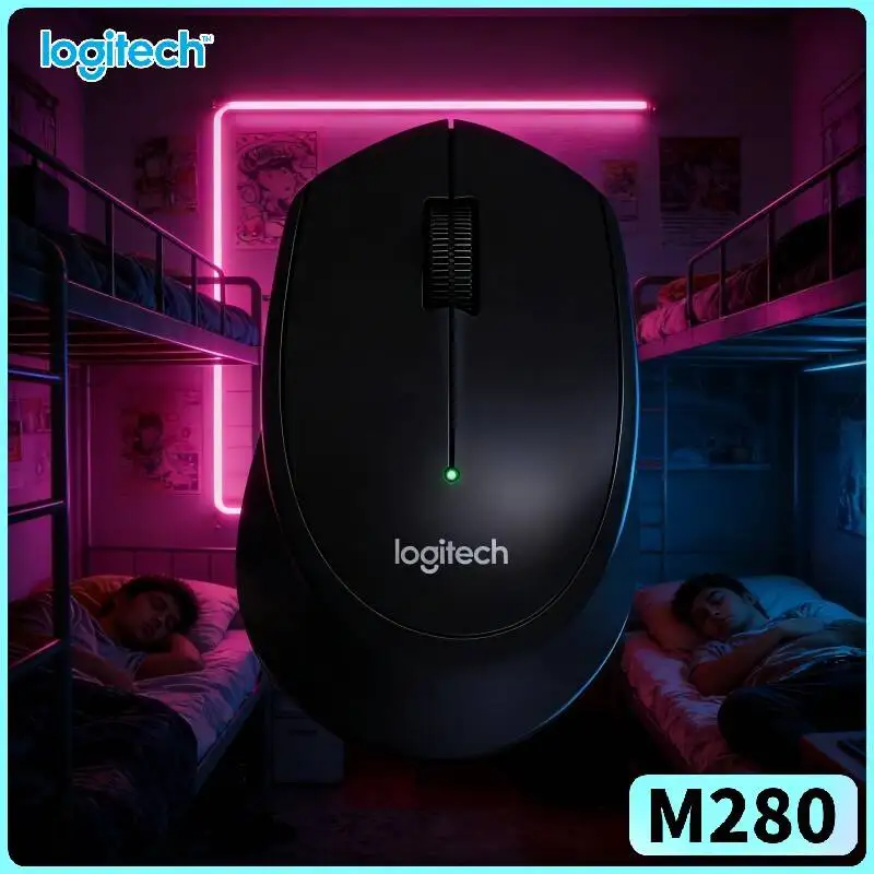 Logitech M280 Ergonomic Wireless Mouse Anti-Slip Firm Pads 2.4GHz Nano Receiver 10m Distance for Home Mac PC Linux