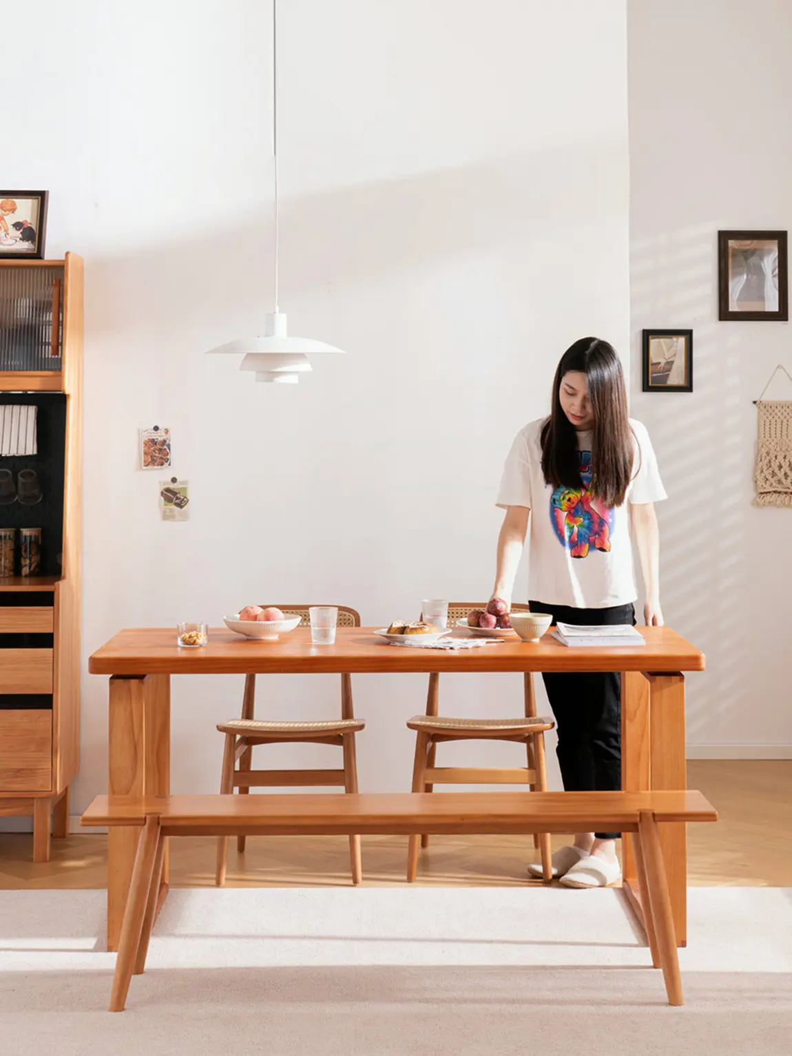 

Обеденный стол из цельной древесины, домашний деревянный большой настольный компьютер, современный и минималистичный офисный стол, гостиная