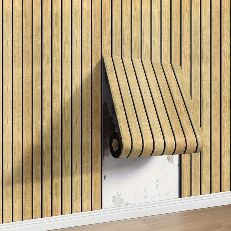 1 لفة لوحات الحائط الخشبية الحبوب ، ورق جدران سميك رغوي ذاتي اللصق ، مقاوم للماء والرطوبة ، ملصقات جدار ديكور المنزل