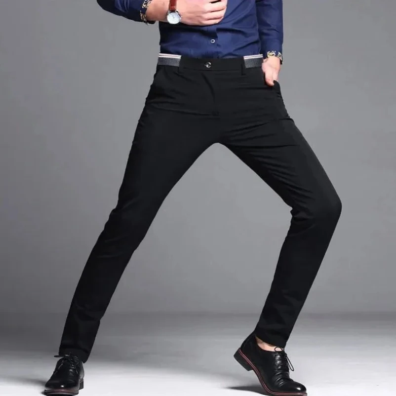 

Top Quality Men's Summer Fashion Business Casual Long Pants Suit Pants Male Elastic Straight Formal Brand Trousers Plus Big Size