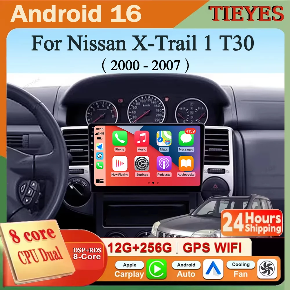 Android 16 Carplay Auto WIFI For Nissan X-Trail X Trail X - Trail 1 T30 2000 - 2007 Car Radio Multimedia Video Player Navigation