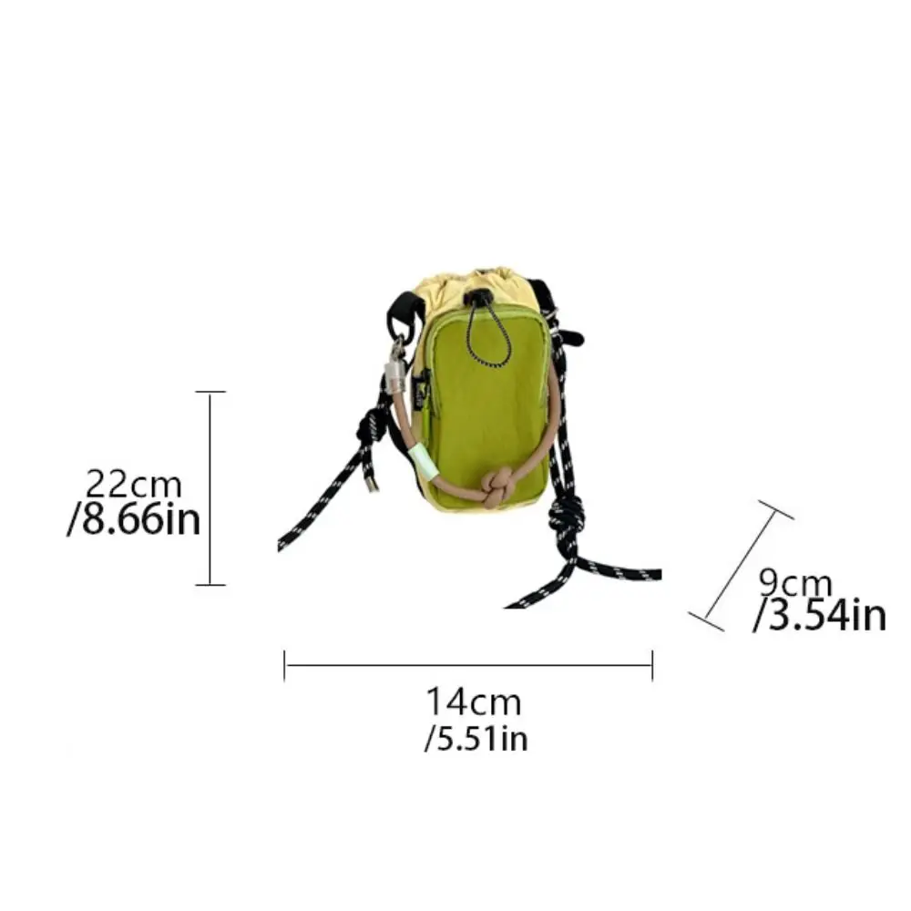 حقيبة كتف رياضية من النايلون، حبل نايلون، حقيبة عملات معدنية برباط، حقيبة كروس على الطراز الكوري، لون سادة، حزمة الهاتف المحمول في الهواء الطلق