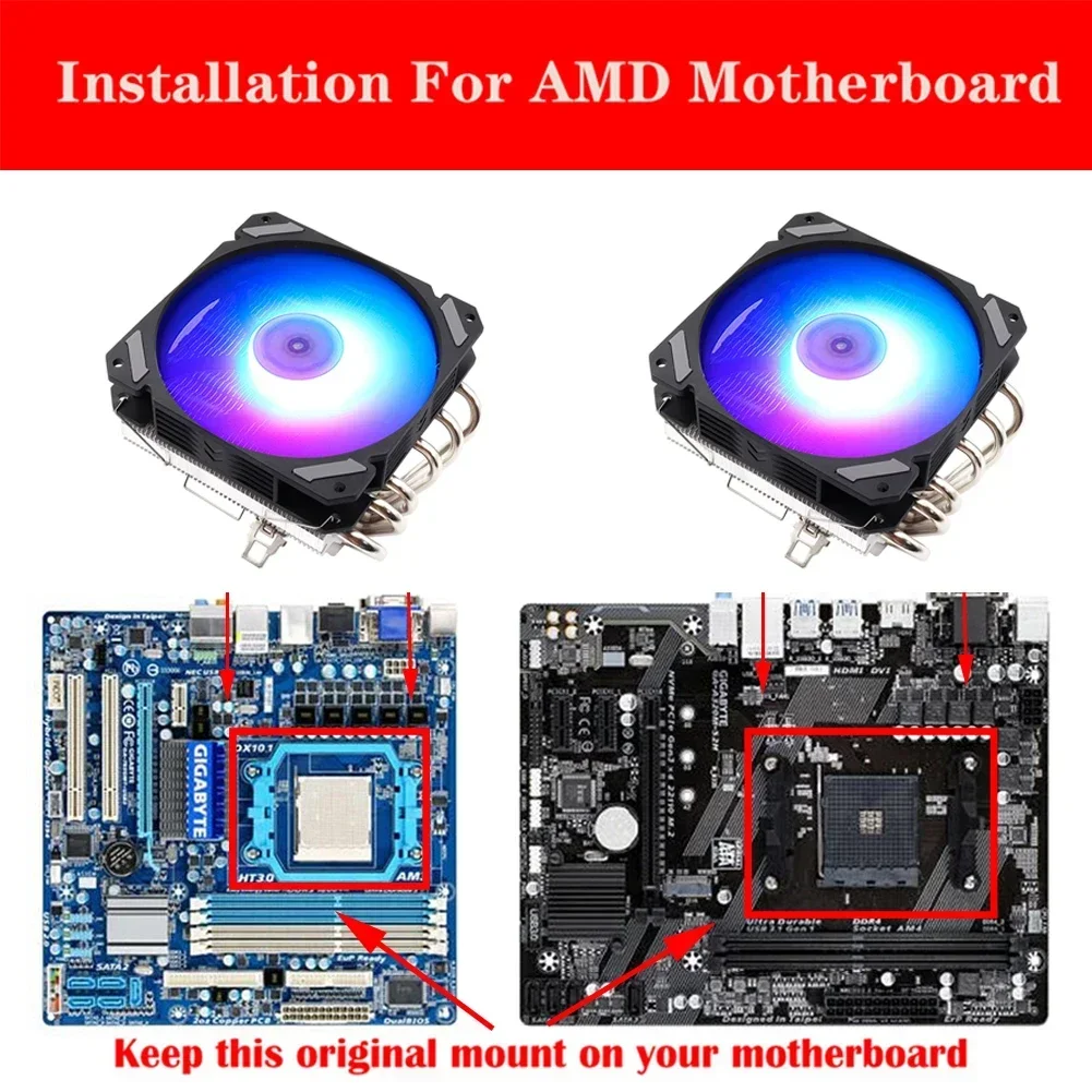 CPU Ventilador Fan RGB ARGB PWM 4PIN Intel LGA 1150 1151 1155 1156 1200 1700 2011 X79 X99 AMD AM3 AM4 Cooling Cooler Radiator