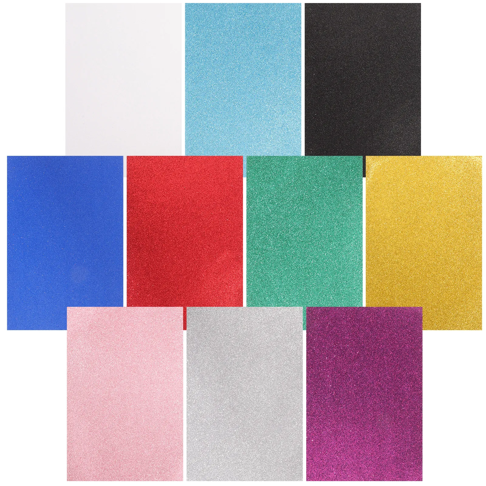 10Sheets A4 Glitter Foam Sheet Sparkly Sturdy for Handmade Crafts DIY Scrapbooking Party Decoration Adhesive Foam Sheet