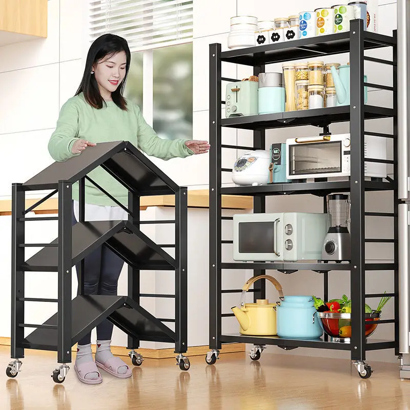 Kitchen Storage and Organization Home Gadgets   Organizers Shelves Folding Storage Holder Rack Floor Type and Multi-Layered