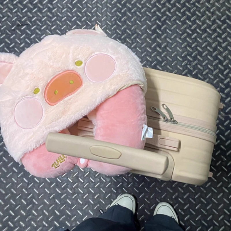 لولو الخنزير الكرتون مقنعين U على شكل وسادة السفر الرقبة وسادة المحمولة سيارة وطائرة رئيس وسادة لينة مكتب وسادة الهدايا #6