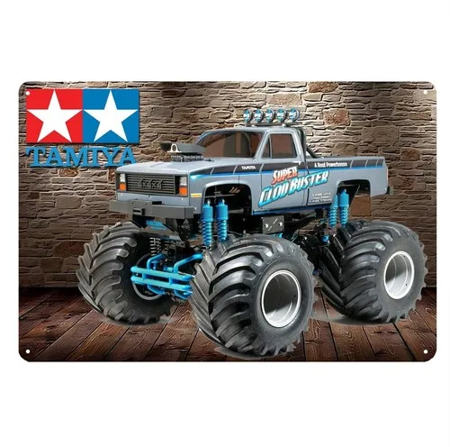 Metallposter Vintage RC-Auto Blechschild Plakette Tamiya Clodbuster Truck