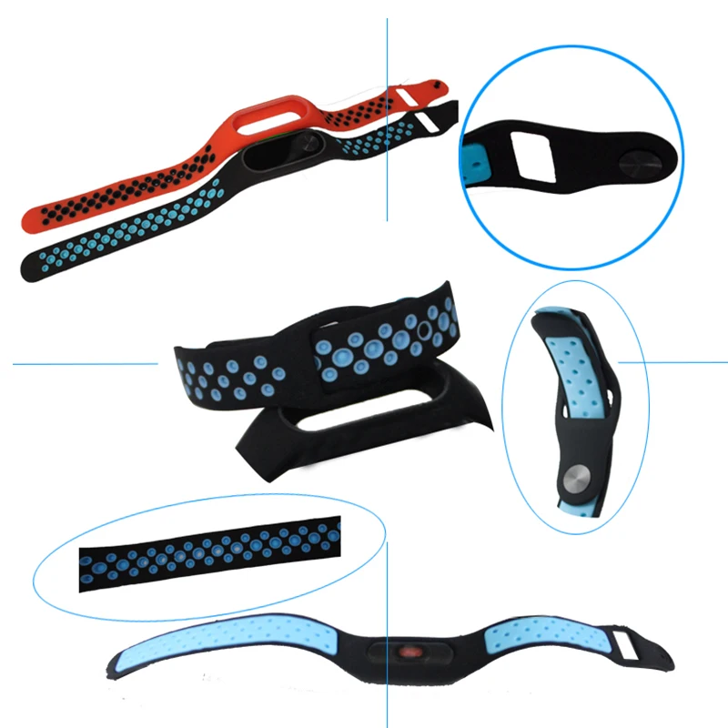 Miband 2 Strap Colorful Silicone Mi Band 2 Smart Band Accessories Wrist Strap Dual Color Replacement for Xiaomi Mi Band 2