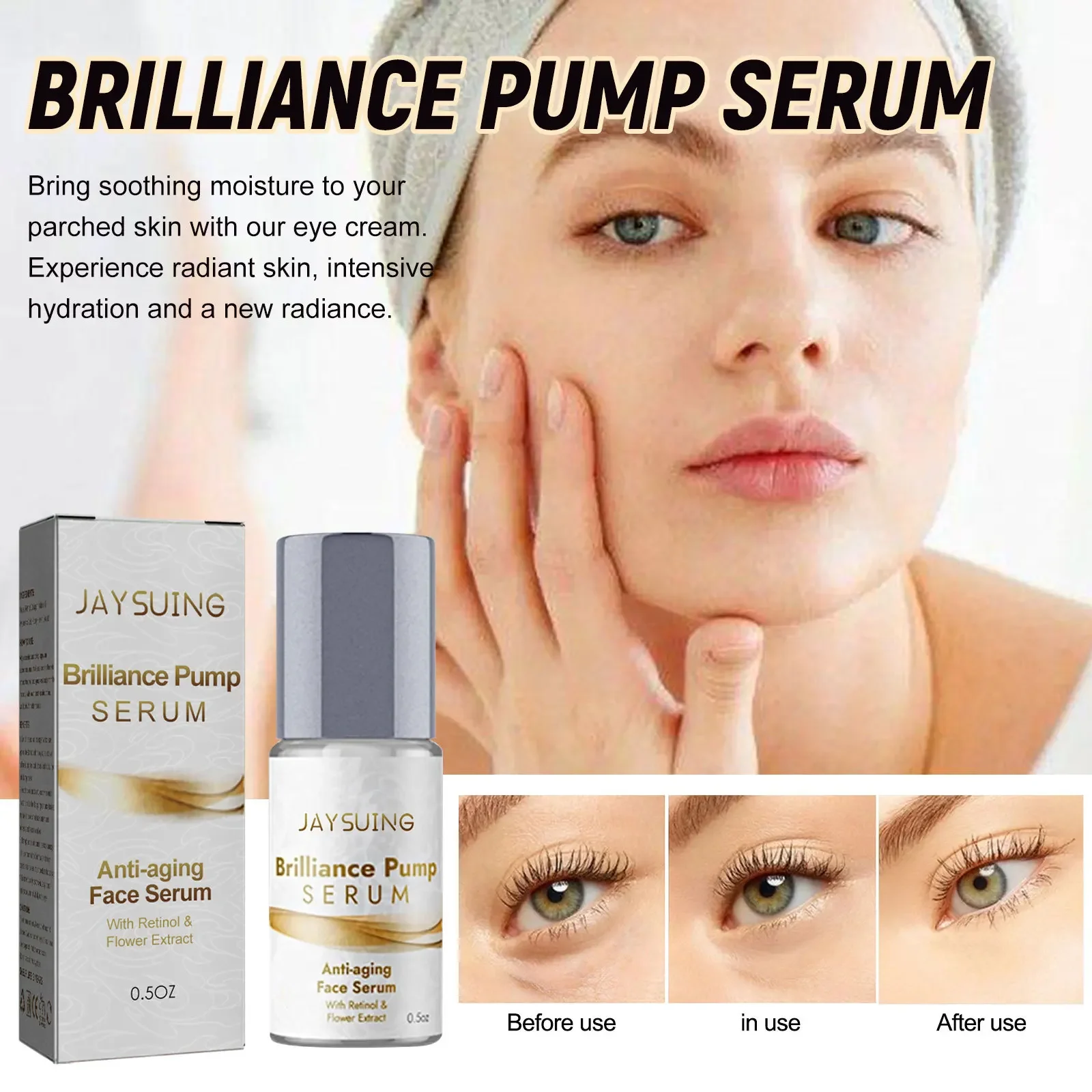 Jaysuing Vitamin E Anti-Aging Eye Essence Fade Eye Bags Dark Circles Fine Nourishing and Firming Eye Skin Collagen Essence