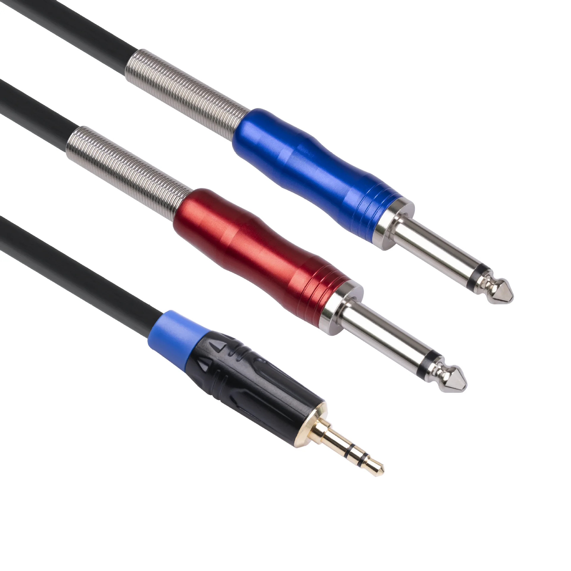 Used for mixing console gold-plated head 6MM dual shielded wire 3.5 revolution dual 6.35 male fork bidirectional audio cable