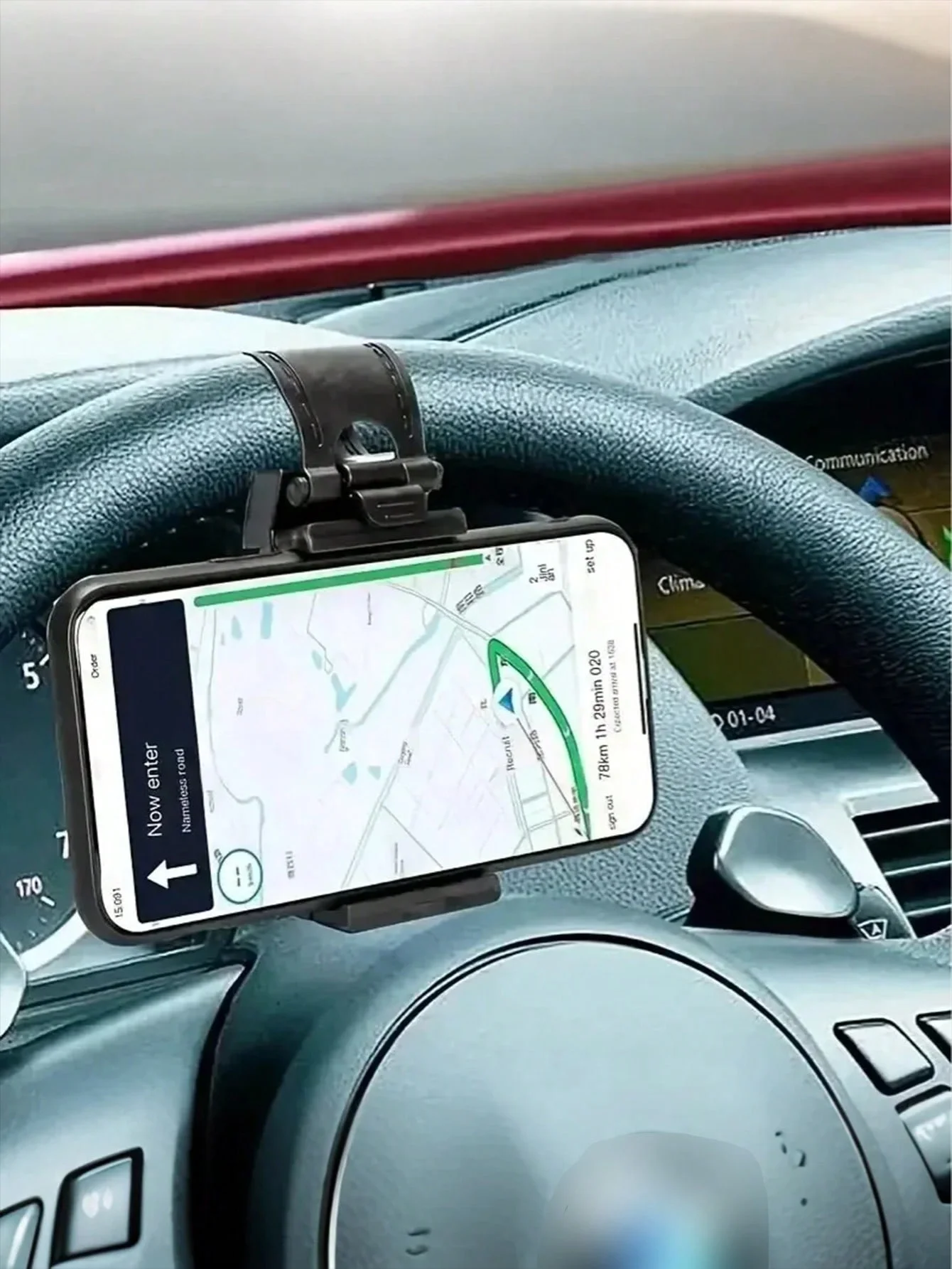 Dudukan Telepon Mobil Universal – Dudukan Setir yang Dapat Disesuaikan dengan Klip Elastis & Lengan Fleksibel yang Dapat Ditarik Cocok untuk Semua Ukuran Telepon –