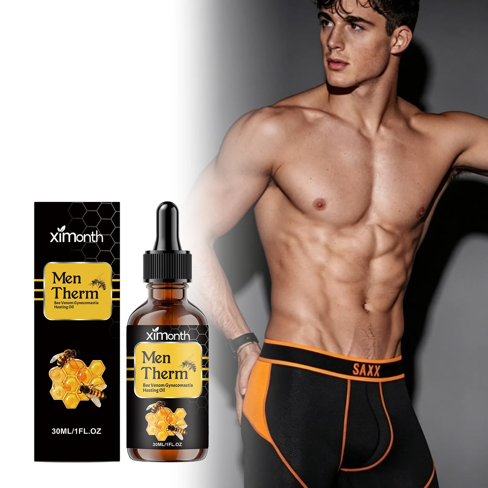 Bee Venom Gynecomastia Heating Oil Strengthen Belly Muscle Tightening Breast Skin Reduction Cellulite Chest Firming Shaping Oil