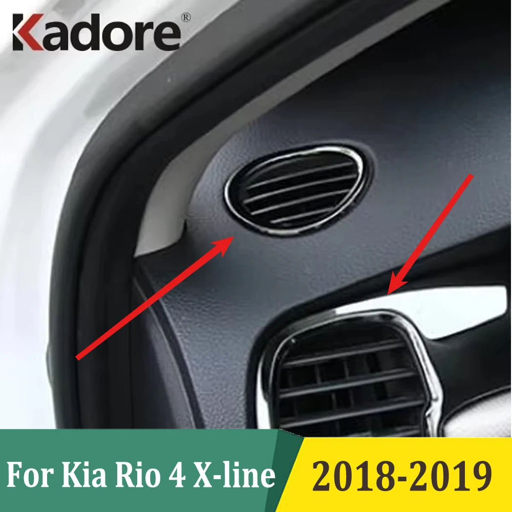 For Kia Rio 4 X-line 2018 2019 Interior Accessories Front Air Conditonnal Vent Cover Trim AC Outlet Decoration Stainless Steel