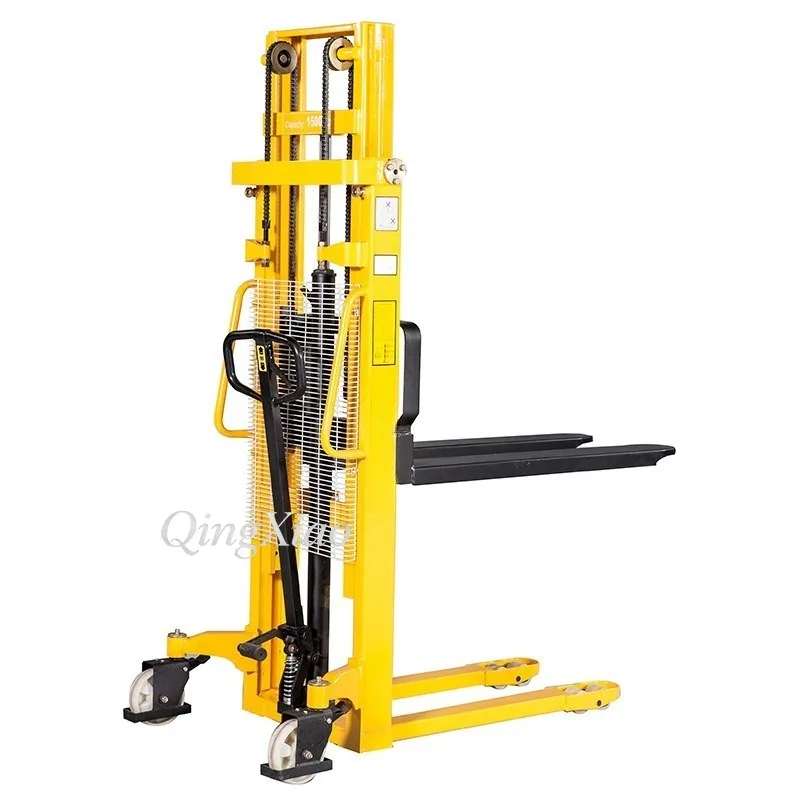 Manual Hydraulic Pallet Stacker Small Warehouse Stacking Truck Hand Lifting Forklift Workshop Cargo Material Handling Vehicle