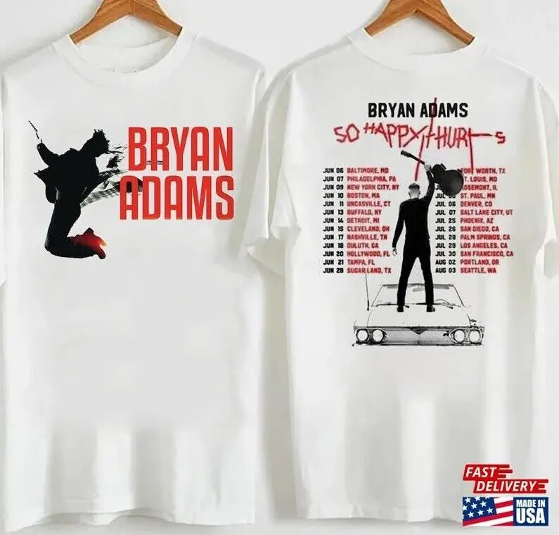 2 sided Bryan Adams So Happy Hurts Tour 2023 Dates Shirt, gift for fan TE6213