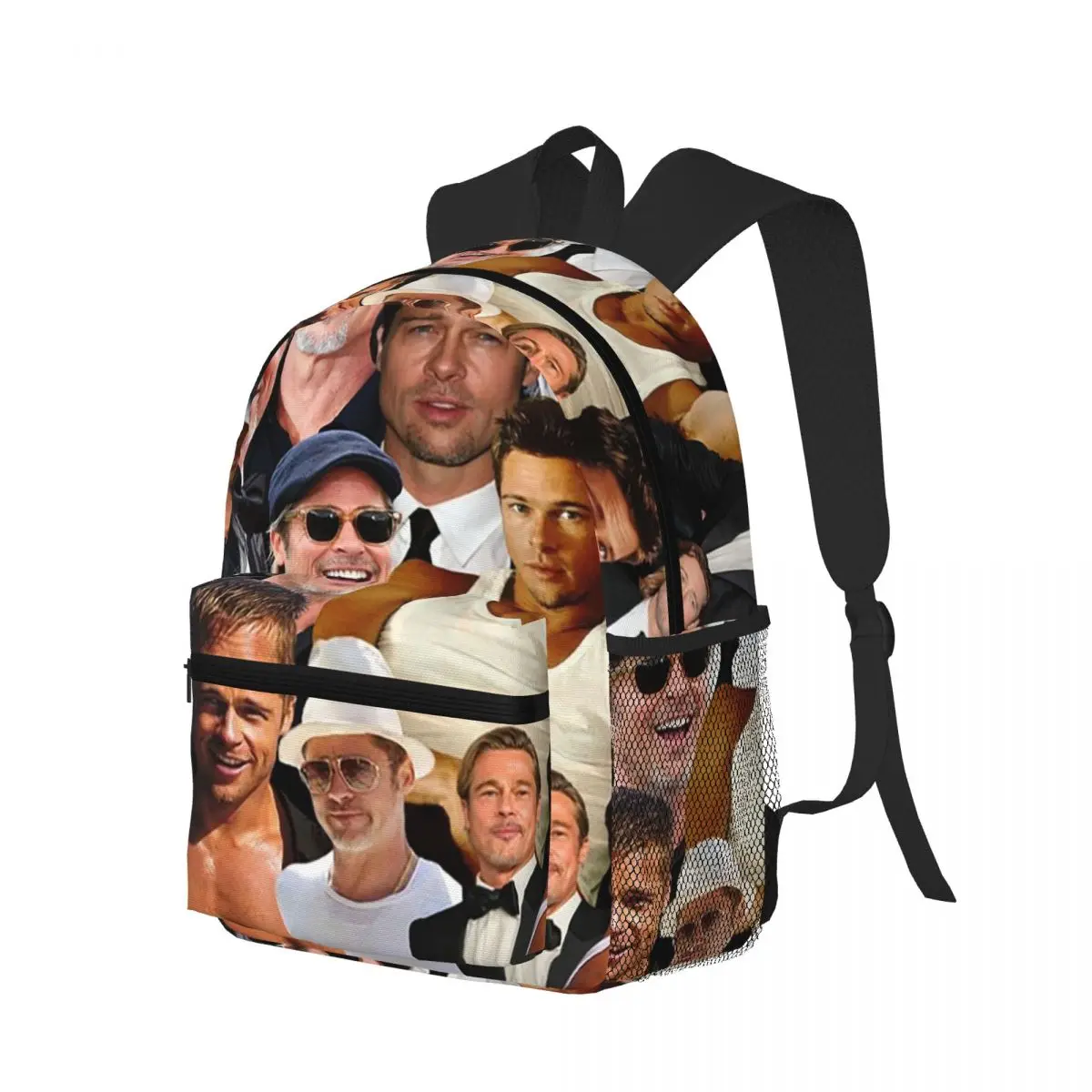 Brad Pitt Photo Collage Student Backpack School Bag Hiking Travel Daypack for Boys Girls Bookbag Shoulder Bags