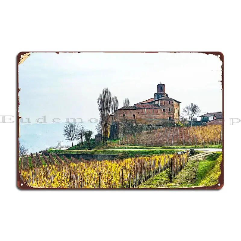 Vineyards In Barolo Valley Placa de metal para casa, sala de estar, design de personagem retrô, pôster de estanho