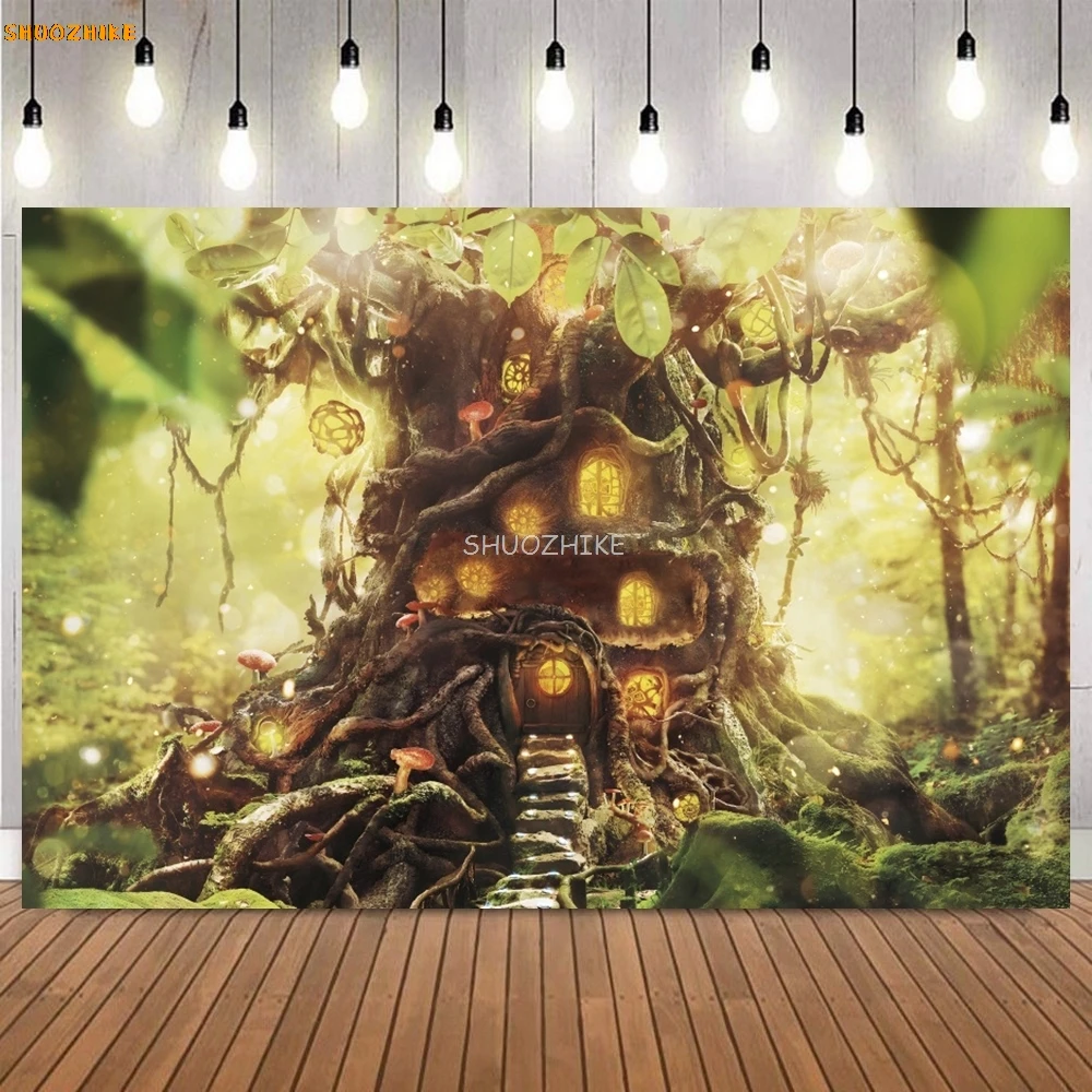 Wonderland Mushroom Baby Shower Backdrops Photography Newborn Birthday Party Decor Photo Photographic Dream Forest Background