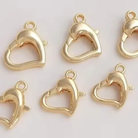 

Позолоченная застежка-лобстер в форме сердца 14 карат, пружинная застежка, ювелирные изделия ручной работы, браслет, ожерелье, концевая застежка, сделай сам