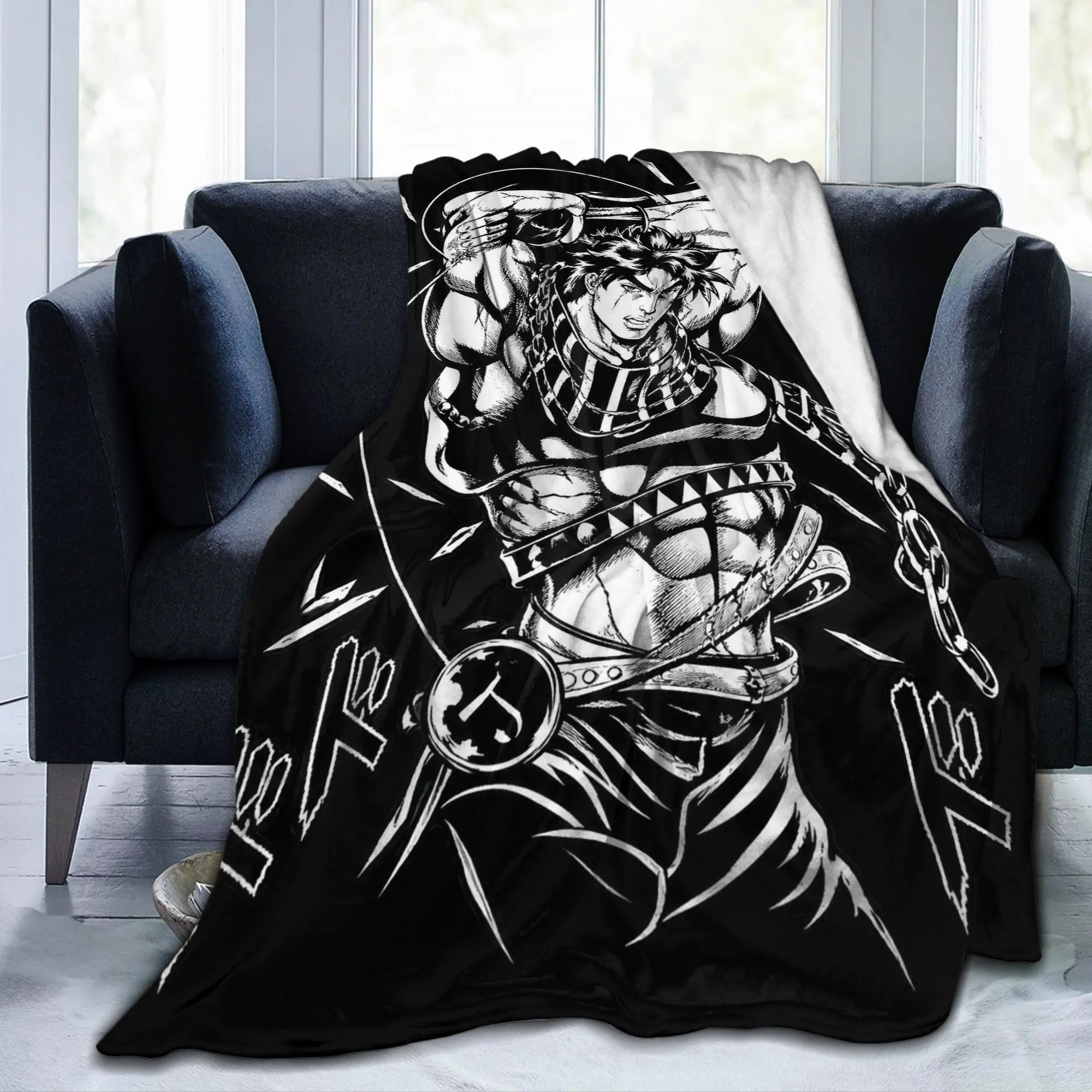 Jojo's Bizarre Adventure Joseph Joestar Fighter Flannel Blanket Warm Soft Bedding Throws for Home Decor Bedspread Sofa Bed Cover