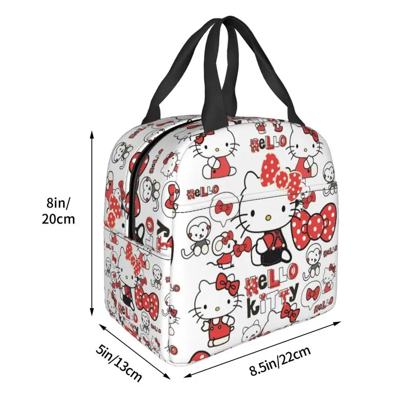 Custom Hello Kitty Insulated Lunch Box for Women Reusable Thermal Cooler Lunch Bag Work Food Picnic Container Tote Bags