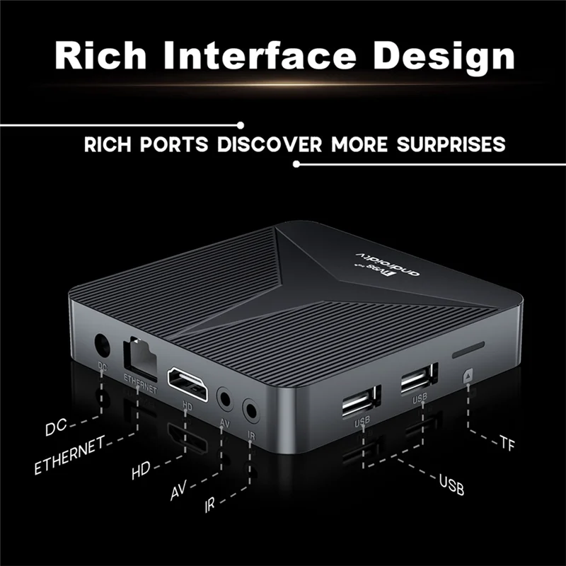 Android 14 TV Box 2GB + 16GB RK3518 Quad-Core 2.4G/5G Dual Wifi Smart TV Box Plugue UE