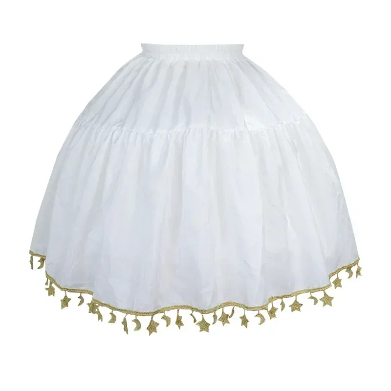 Women Glod Star Underskirt Lolita Violence Carmen Petticoat Chiffon White Skirt Adjustable New