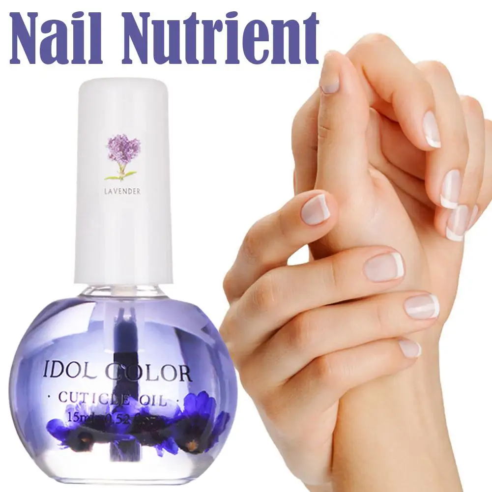 Óleo Revitalizador de Cutícula de Unhas para Mulheres, Óleo Nutricional, Óleo Nutricional, Flores Secas, Amolecimento, 15ml