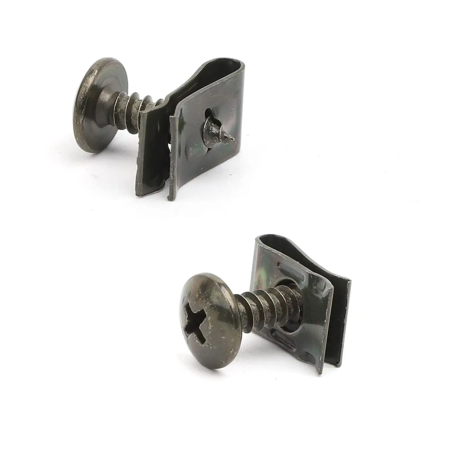 40/100 Stück Motorrad-Clip-Schraubsockel, Bajonett-Clip, Kunststoffabdeckung, Schraubbolzen und U-förmige Clips mit Mutter, Stoßstangenschutz – Detail 4