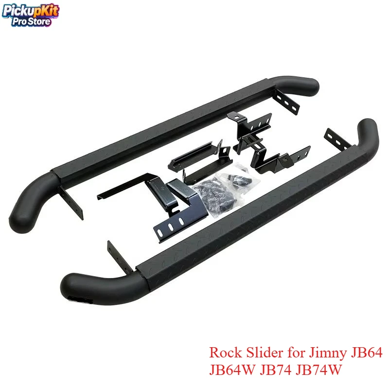 

Heavy Duty Steel Rock Slider Side Steps Bar Pedal for Jimny JB64 JB64W JB74 JB74W