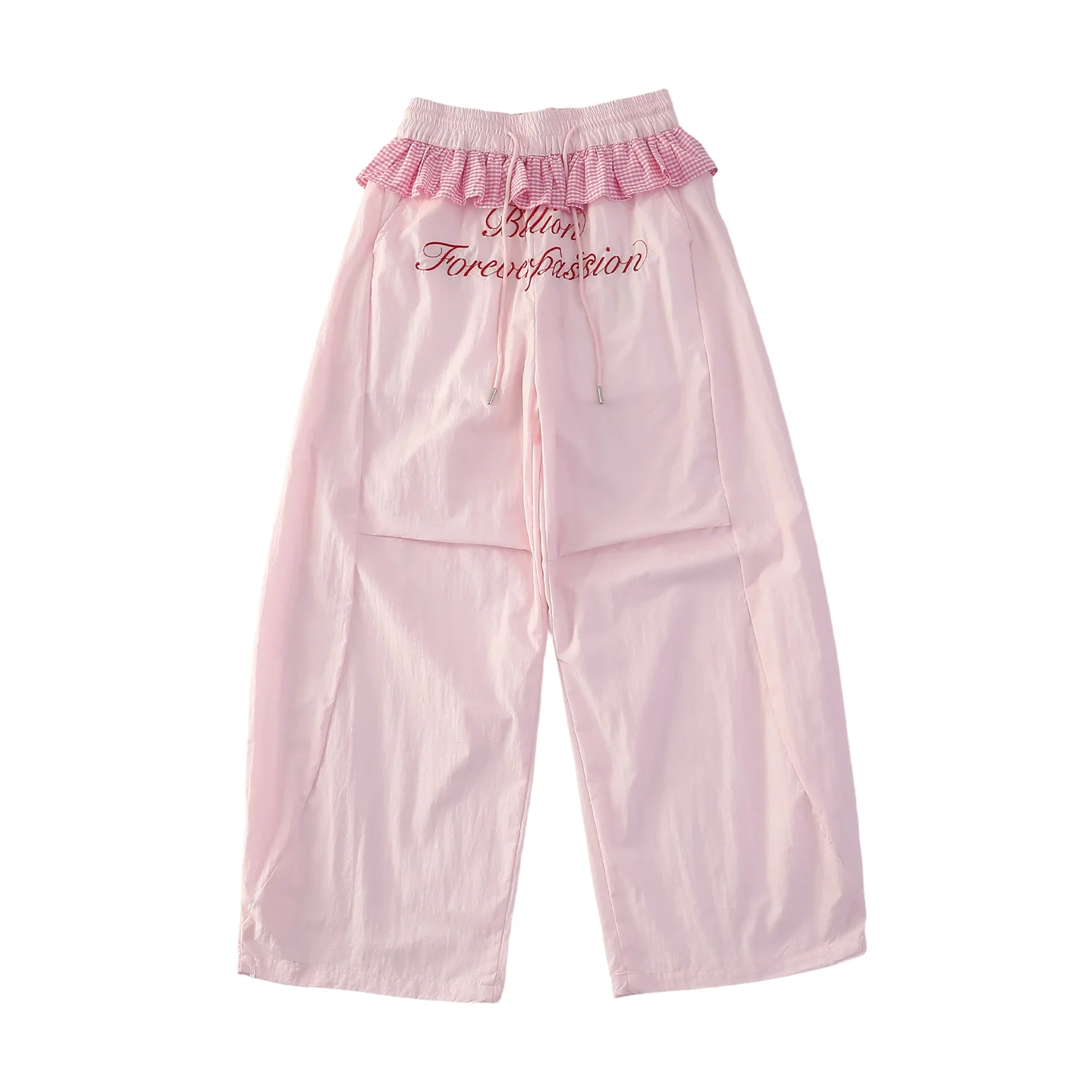 Girls summer thin lace wide-leg pants, dopamine style quick-drying pants for middle and large children, high-waisted embroidered