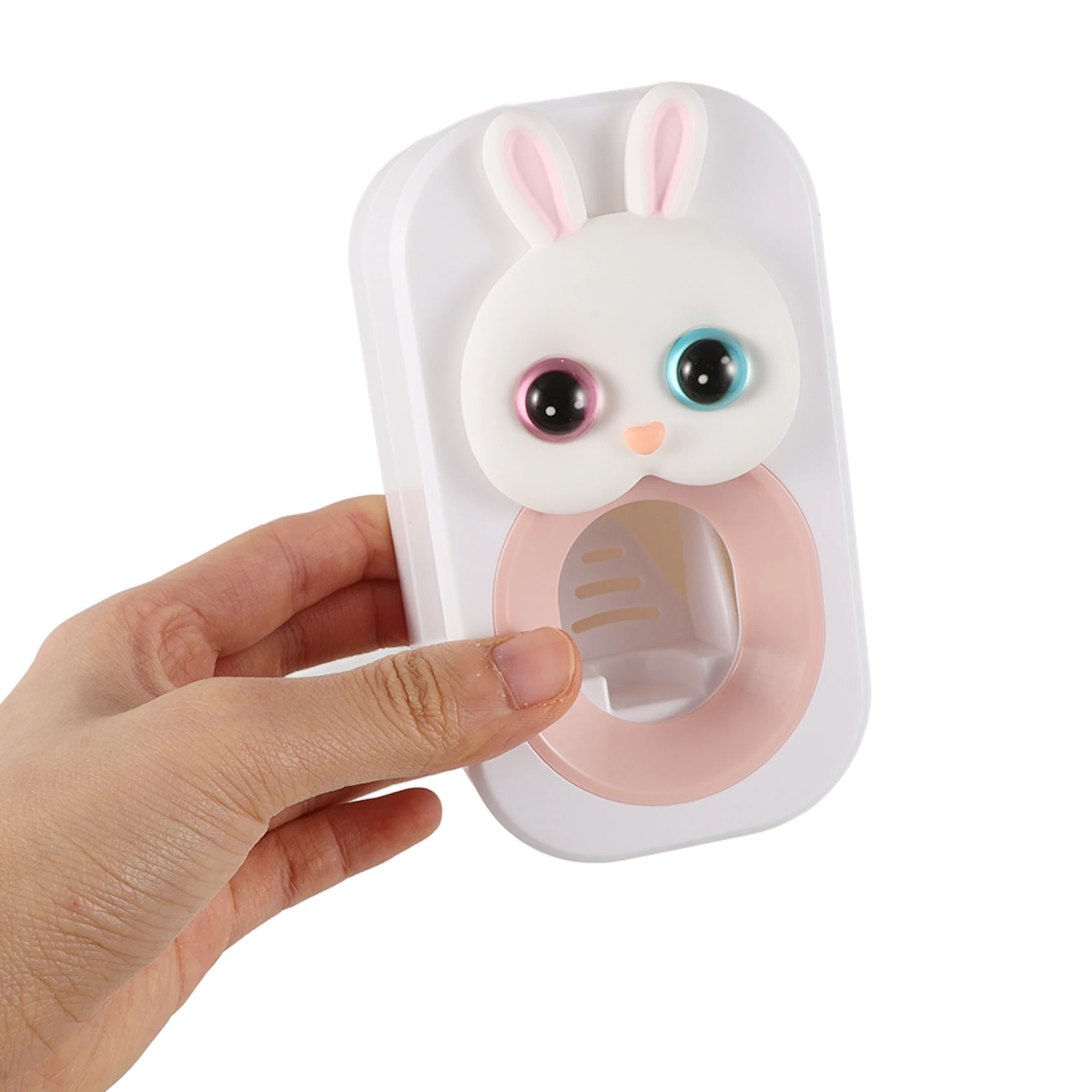 Automatic Toothpaste Dispenser Kids Squeezer Bathroom Holder Cartoon Pink Rabbit Wall Mounted Storage Saves Paste Easy Use