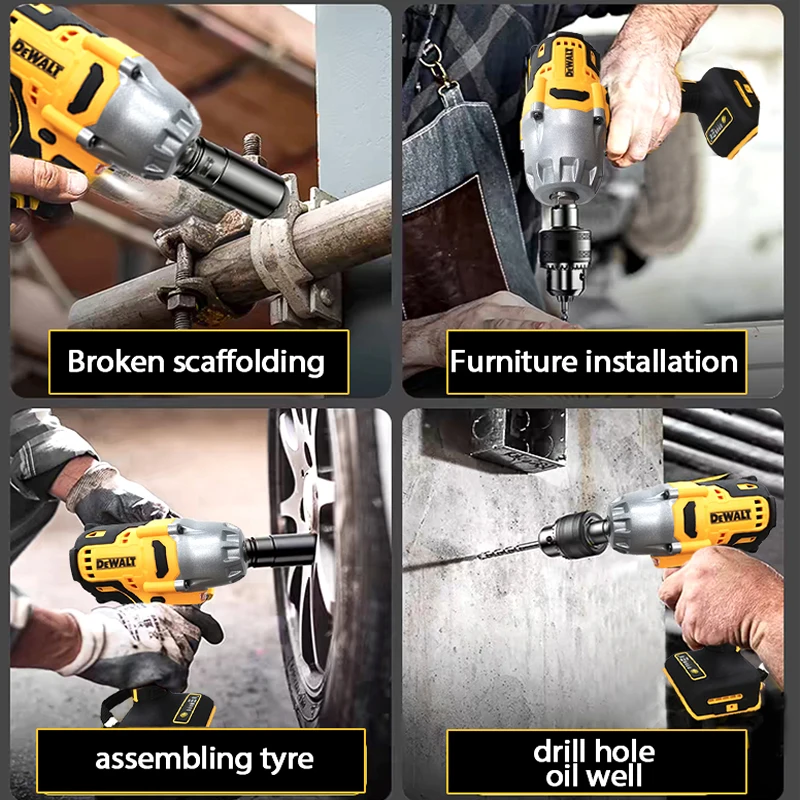 DEWALT 1/2in chiave elettrica ad alta coppia senza spazzole avvitatore a percussione a batteria decorazione utensili elettrici della squadra per