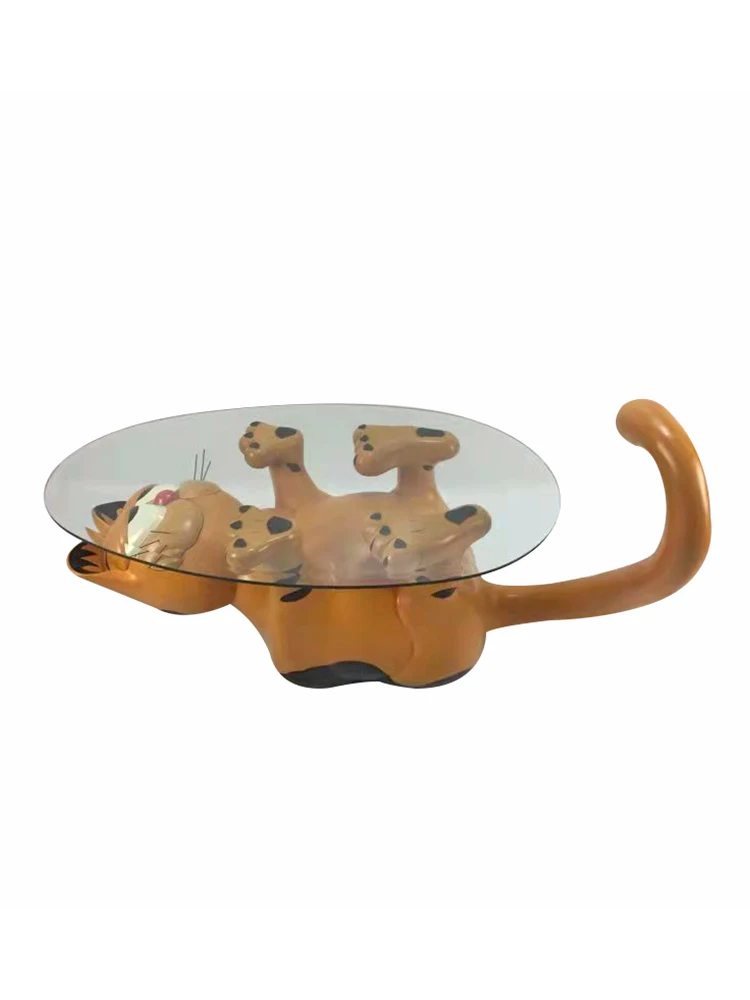 Creative fiberglass animal shaped cartoon coffee cat coffee table