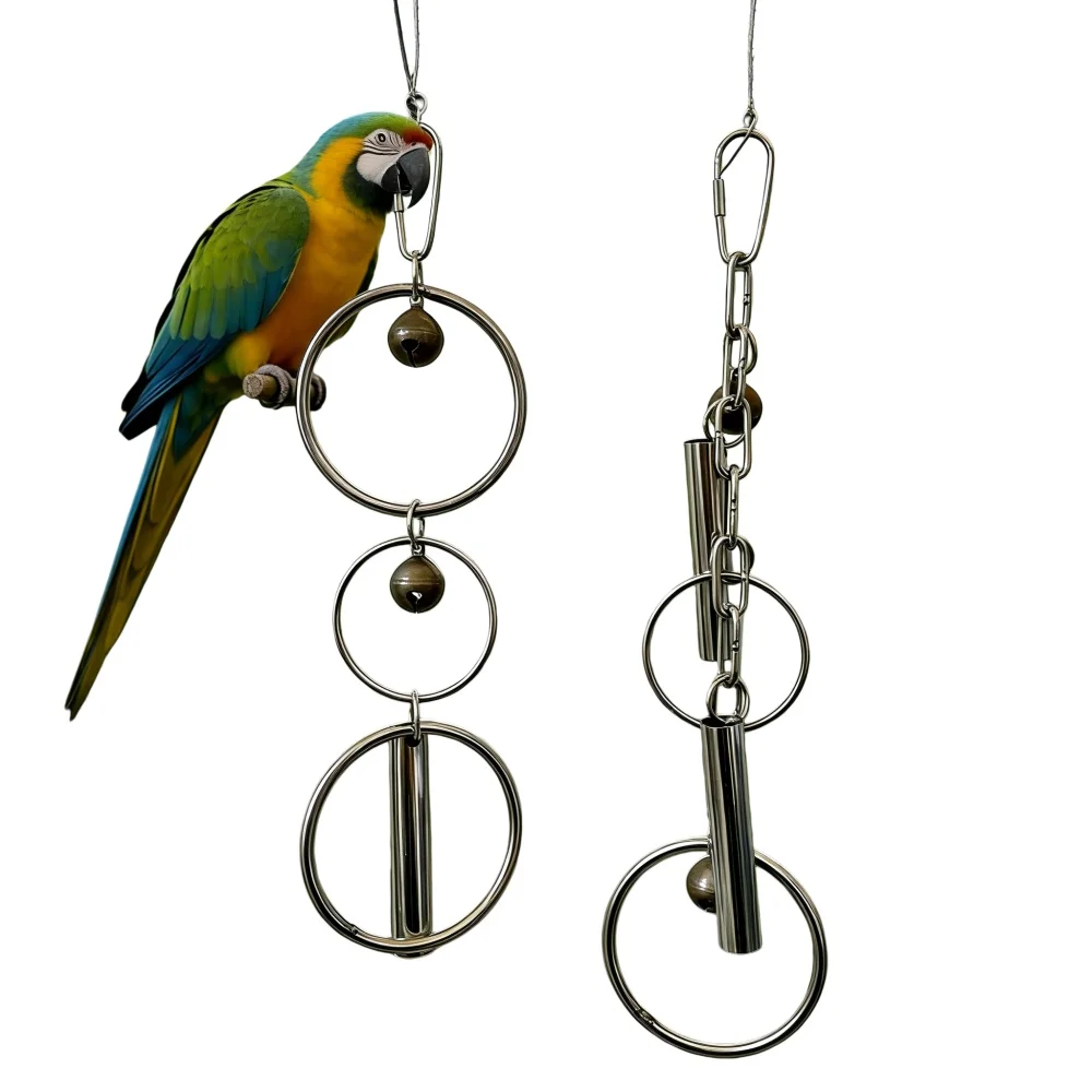 

Bird supplies Stainless Steel Parrot Toys Hanging Bell Ring Swing Cage Toys for Parakeets Cockatiels Bird toys